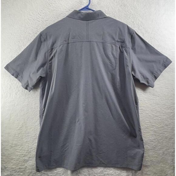 Marmot Short Sleeve Button Up Hiking Shirt Gray Mens XL Double Pocket - Picture 2 of 6